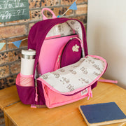 Présentation du sac à dos rose, enfant