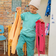 T-shirt turquoise à rayures, enfant
