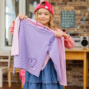 T-shirt mauve à rayures, enfant