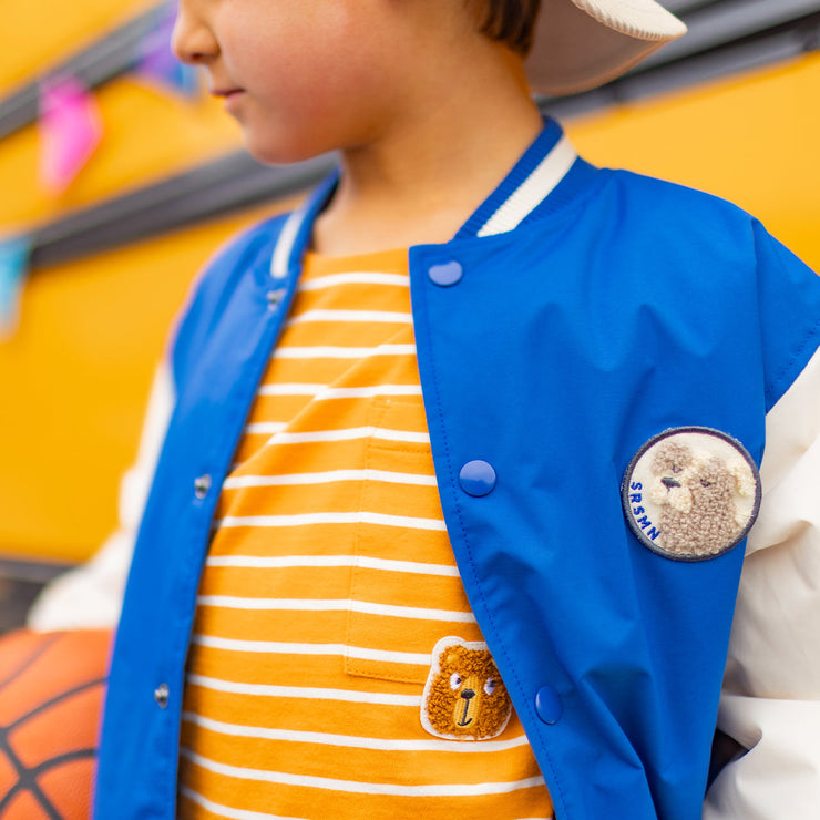 T-shirt orange à rayures, enfant