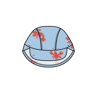 Casquette de bain bleu pâle à motifs de homards, bébé 
