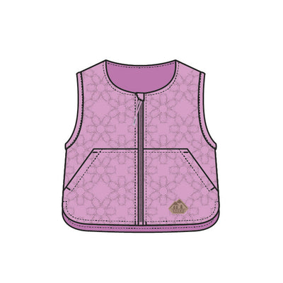 Veste sans manches mauve à motif floral matelassé, bébé