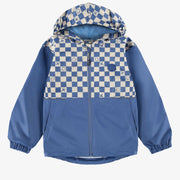 Manteau coupe-vent bleu à motif damier, enfant