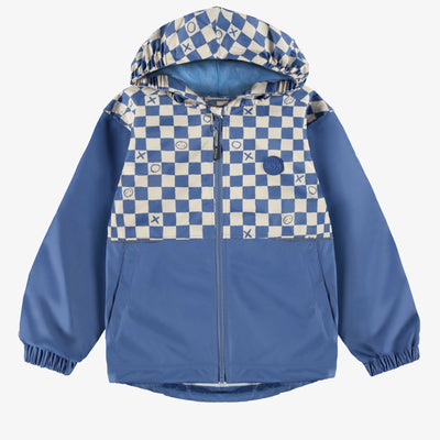 Manteau coupe-vent bleu à motif damier, enfant