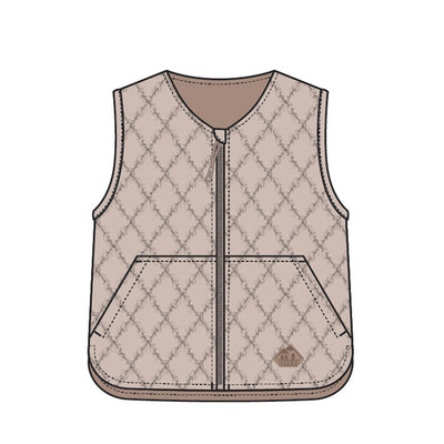 Veste sans manches beige à motif matelassé de losanges, enfant 
