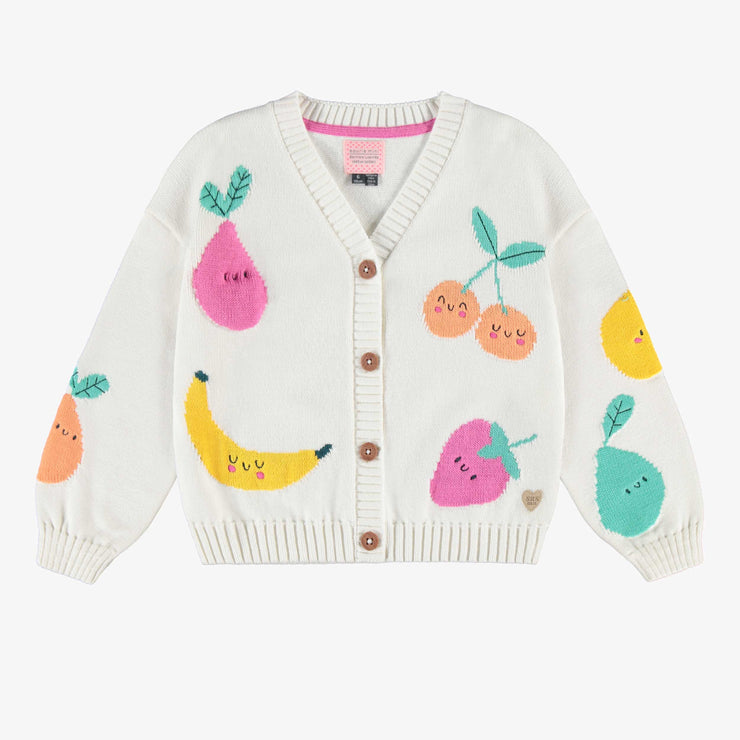 Cardigan crème en tricot avec motifs de poires, enfant