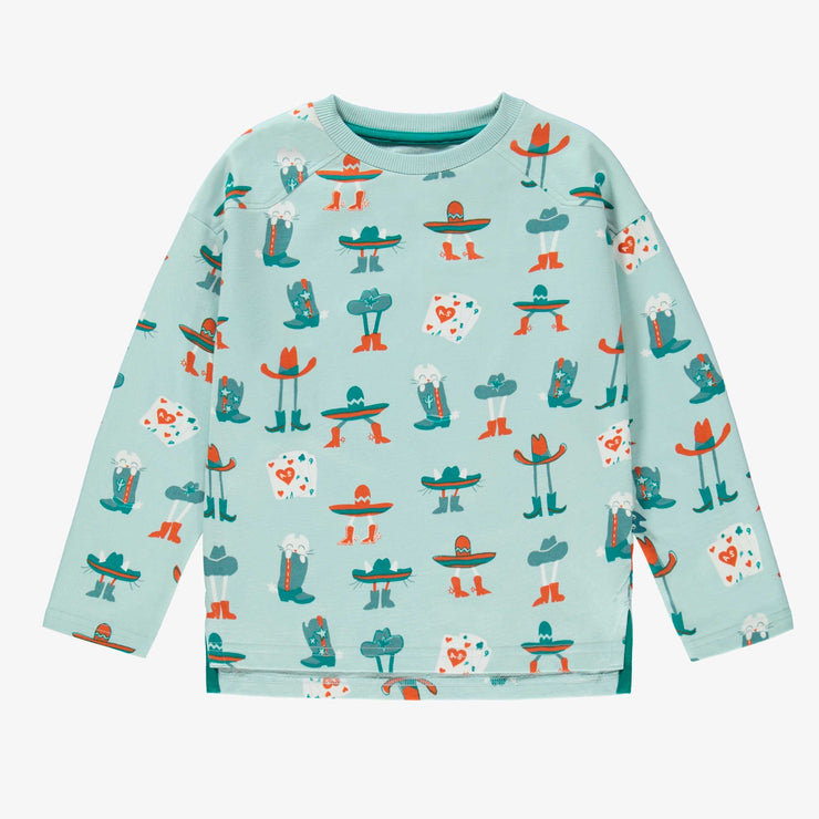 Chandail turquoise à motifs western, enfant 