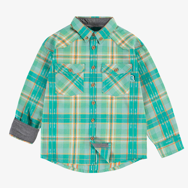 Chemise turquoise à carreaux, enfant 
