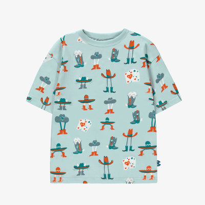 T-shirt turquoise à motifs western, enfant  