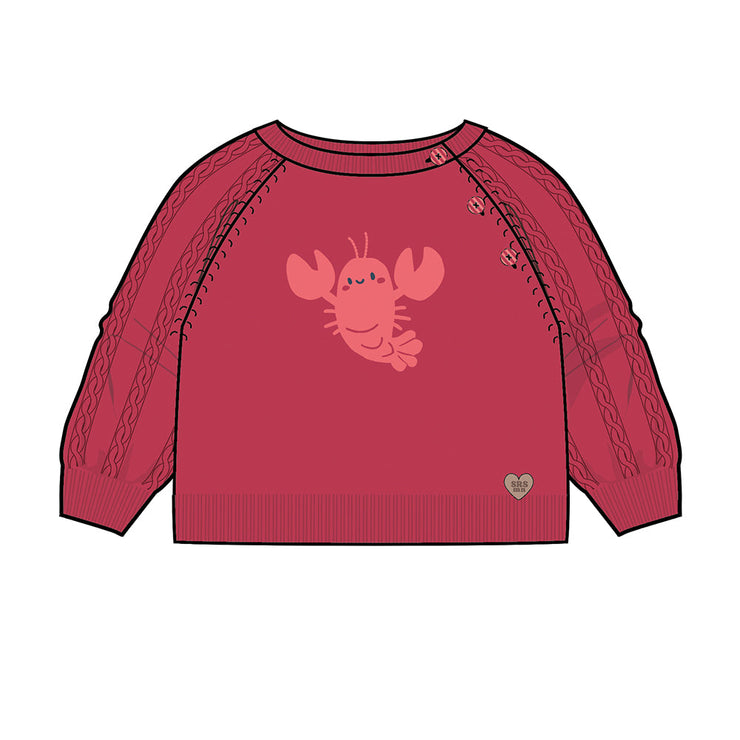 Chandail rouge en tricot avec homard, bébé
