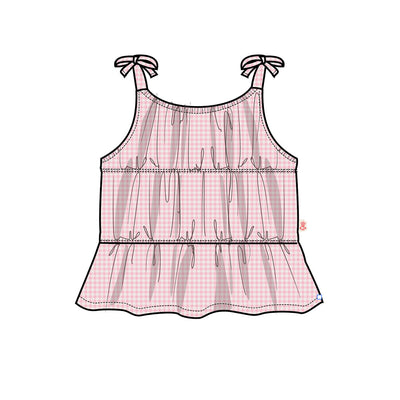 Camisole rose pâle à carreaux, enfant