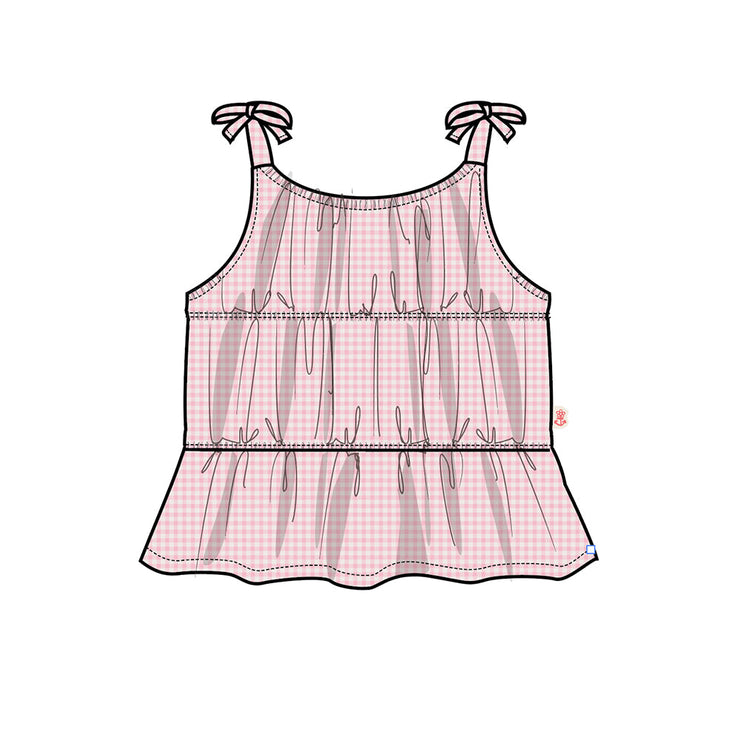Camisole rose pâle à carreaux, enfant