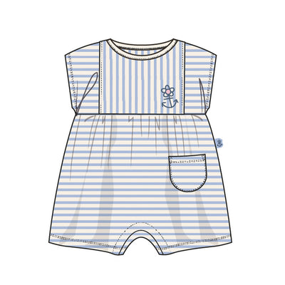 Barboteuse crème à rayures bleues, bébé