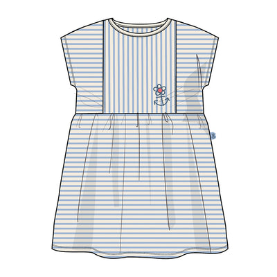 Robe crème à rayures bleues, enfant