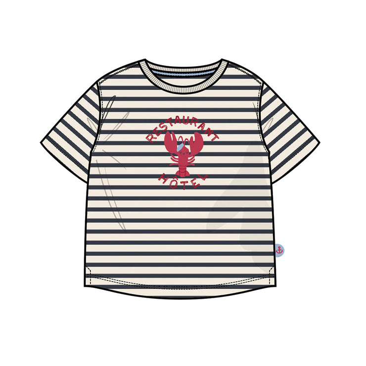 T-shirt crème à rayures avec illustration, bébé
