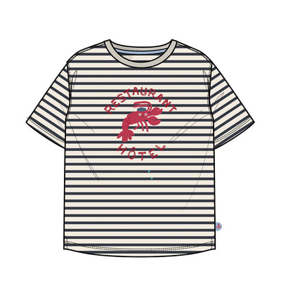 T-shirt crème à rayures avec illustration, enfant