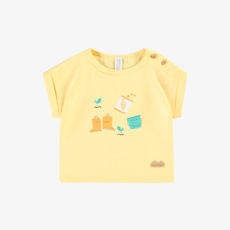 Short jaune à motifs, naissance 