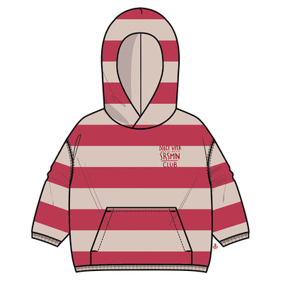 Chandail à capuchon beige à rayures rouges, bébé