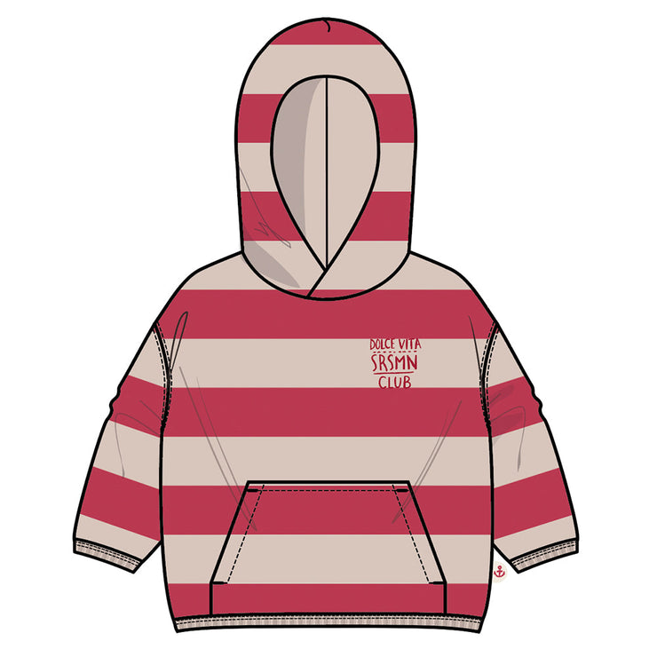 Chandail à capuchon beige à rayures rouges, bébé