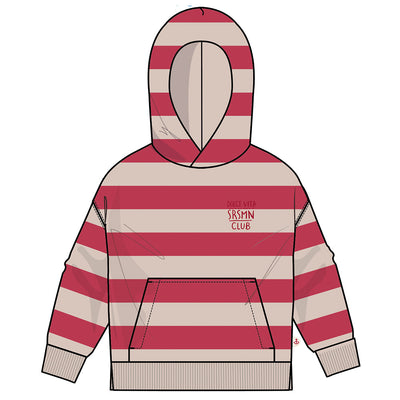 Chandail à capuchon beige à rayures rouges, enfant