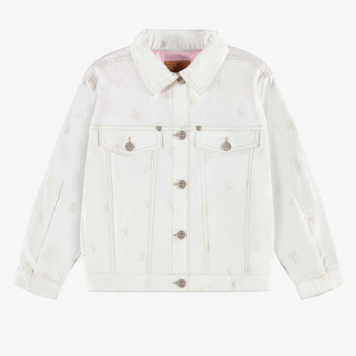 Blouson crème en denim avec broderies de papillons, enfant