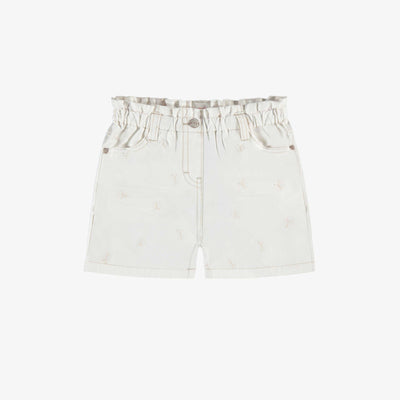 Short crème en denim avec broderies de papillons, enfant 