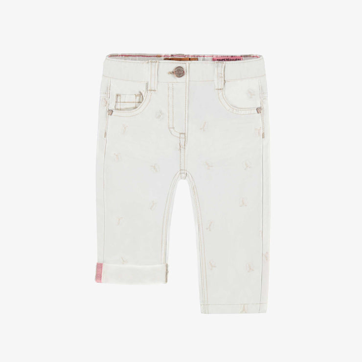 Jean crème avec broderies de papillons, bébé