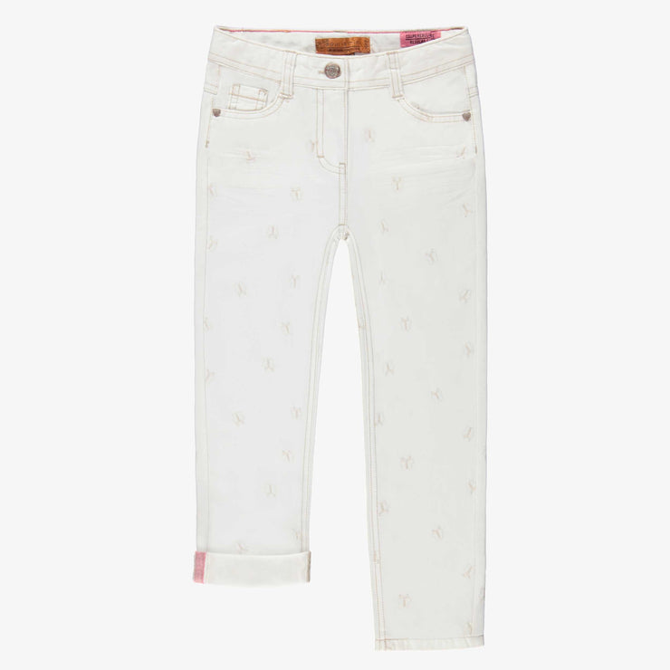 Jean crème avec broderies de papillons, enfant 
