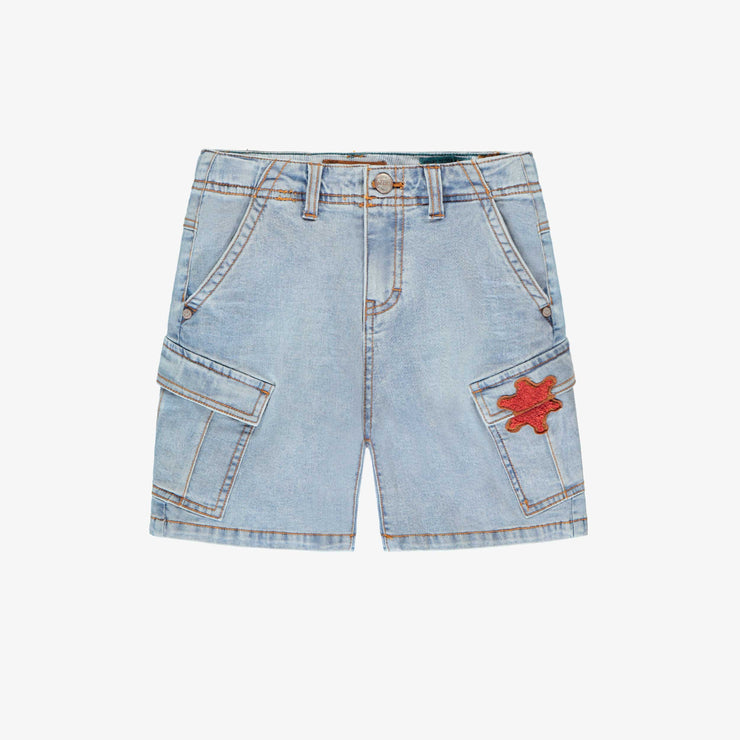 Bermuda bleu pâle en denim avec écusson étoile, enfant