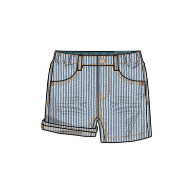 Short bleu pâle en denim à rayures, bébé