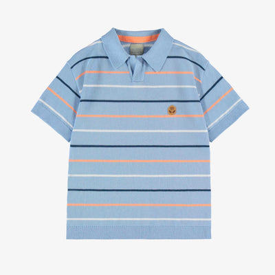 Polo bleu en tricot avec rayures, enfant 