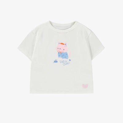 T-shirt blanc avec illustration de chat, bébé
