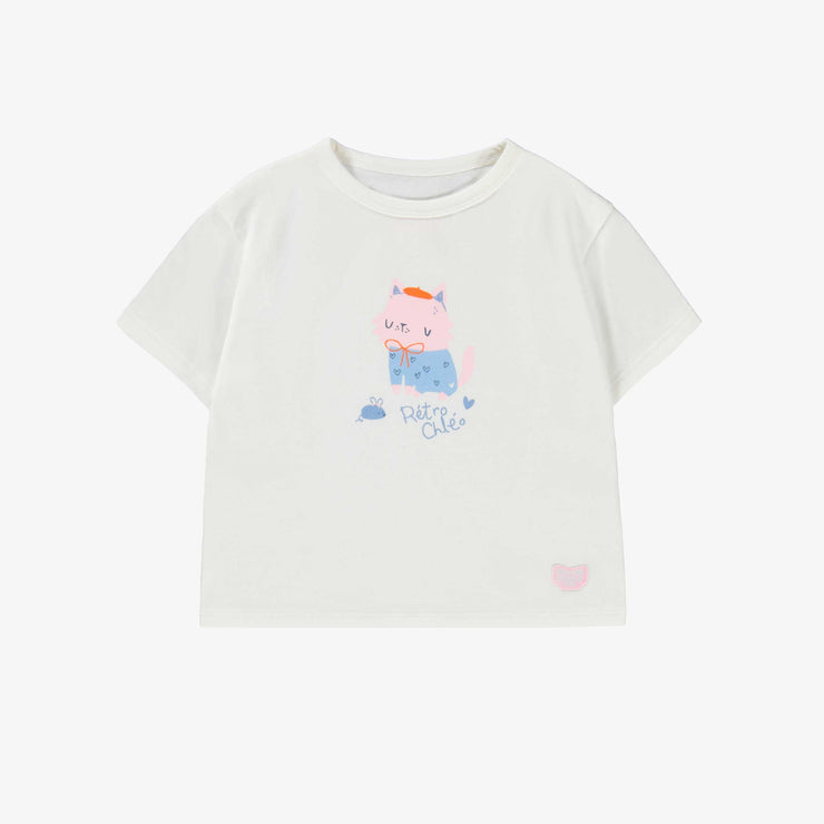 T-shirt blanc avec illustration de chat, bébé