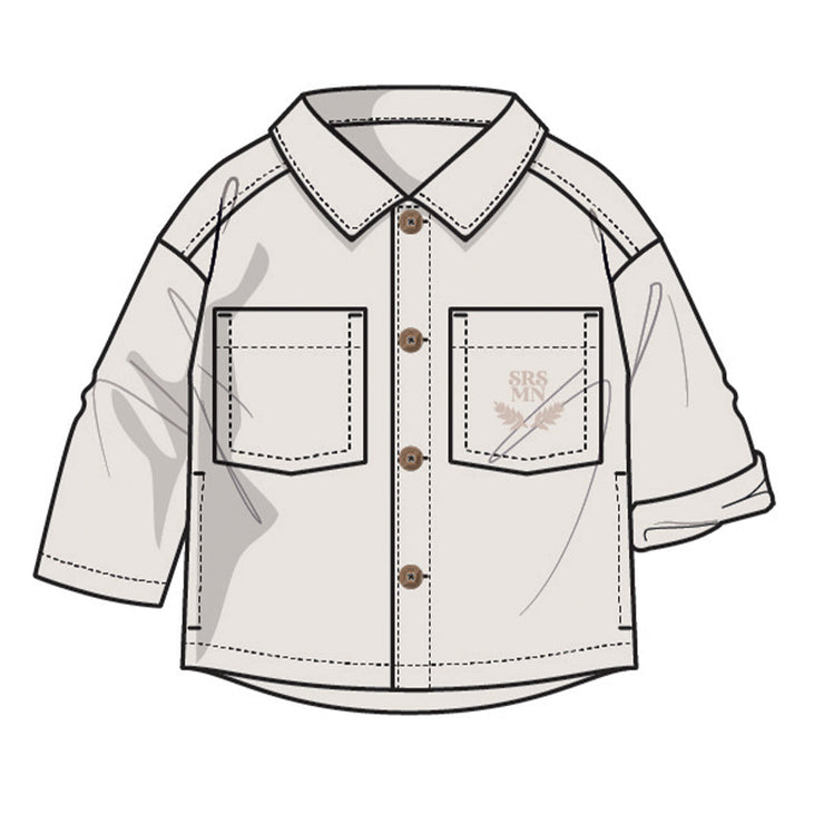 Surchemise blanche en coton et lin, bébé  