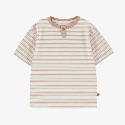 T-shirt blanc et beige à rayures, enfant