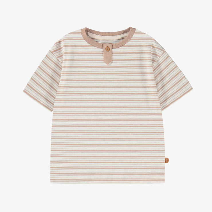 T-shirt blanc et beige à rayures, enfant