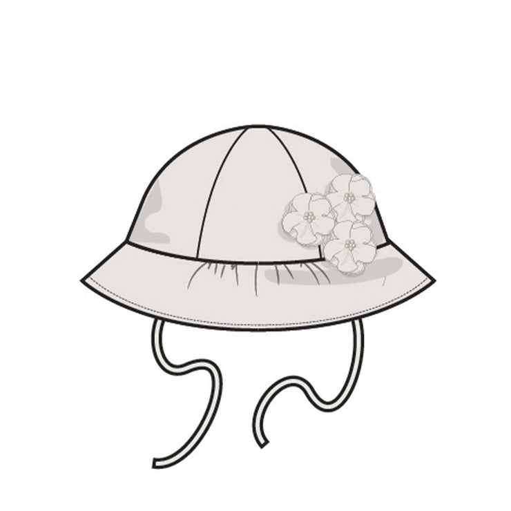 Chapeau cloche blanc avec fleurs, bébé 