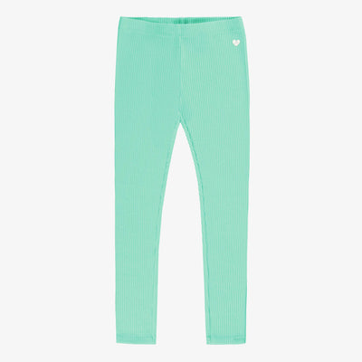 Legging turquoise en tricot côtelé, enfant 