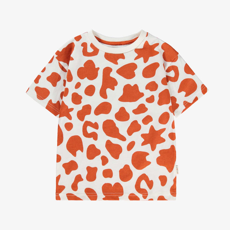 T-shirt crème et brun avec motif de vache, enfant