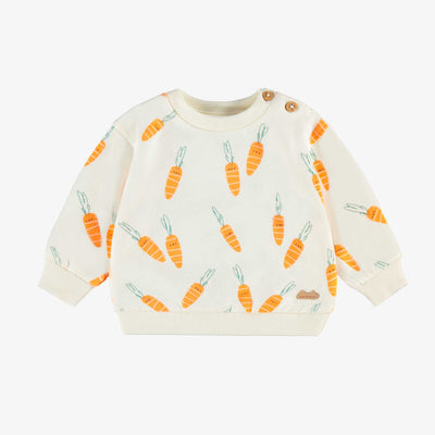 Chandail crème à motifs de carottes, naissance