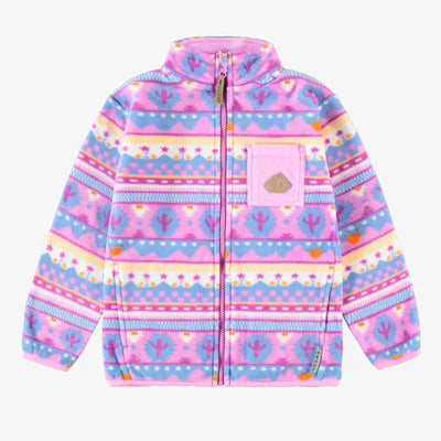 Veste en polar mauve à motifs, enfant