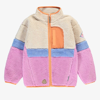 Veste en peluche blocs de couleur, enfant 