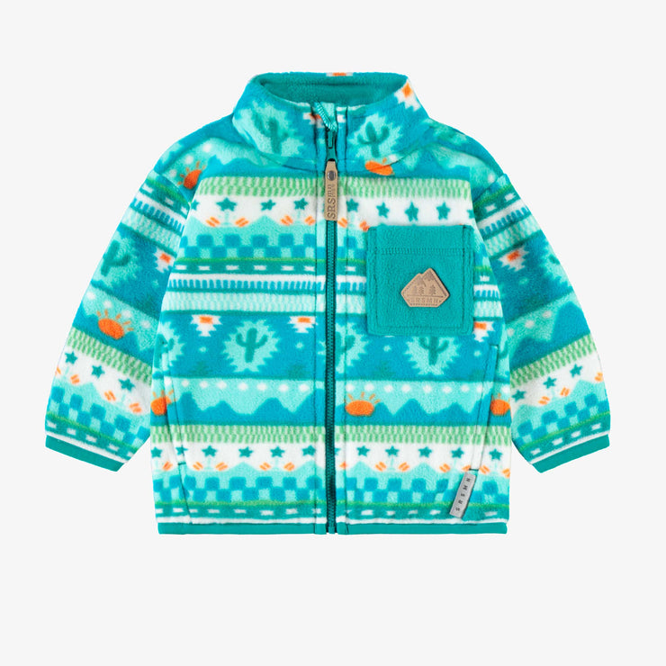 Veste en polar turquoise à motifs, bébé 