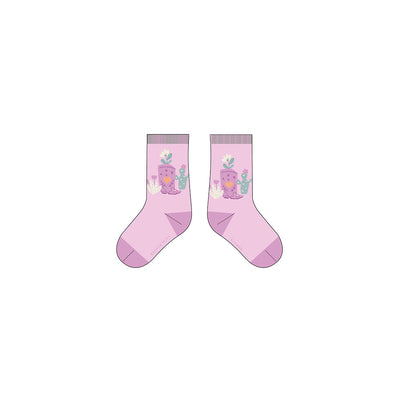 Chaussettes roses à motifs de cactus, bébé || Pink socks with cactus patterns, baby