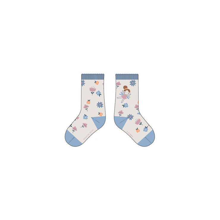 Chaussettes blanches avec fleurs, bébé || Pink socks with cat patterns, baby