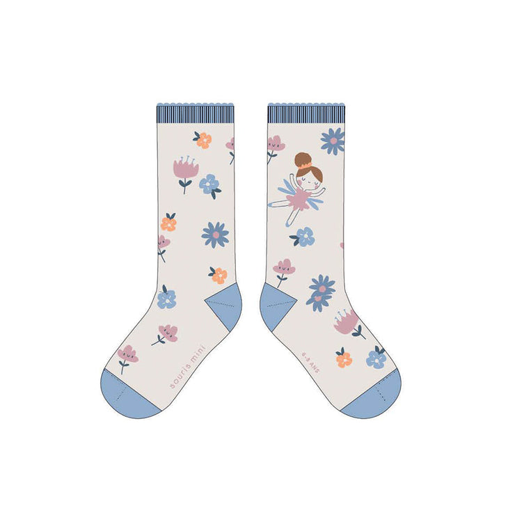 Chaussettes blanches avec fleurs, enfant