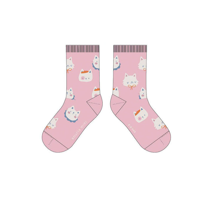 Chaussettes roses à motifs de chats, enfant