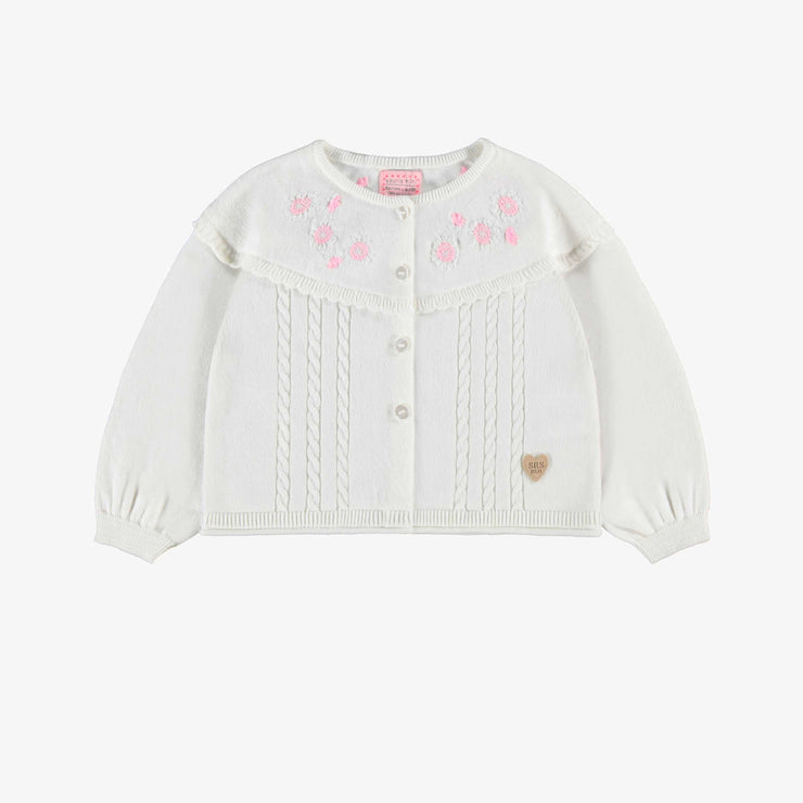 Cardigan blanc en tricot avec broderies de fleurs, bébé