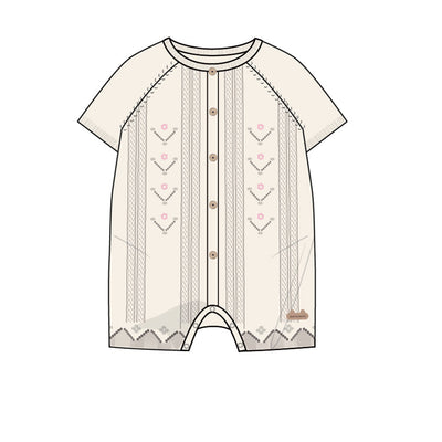 Barboteuse crème en tricot à motif pointelle, naissance