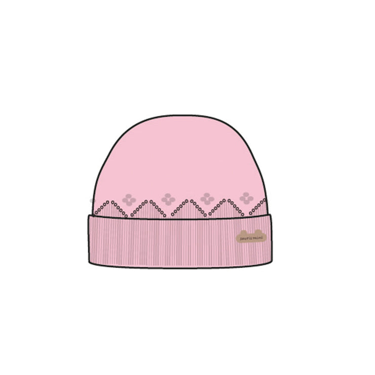 Chapeau rose en tricot à motif pointelle, naissance